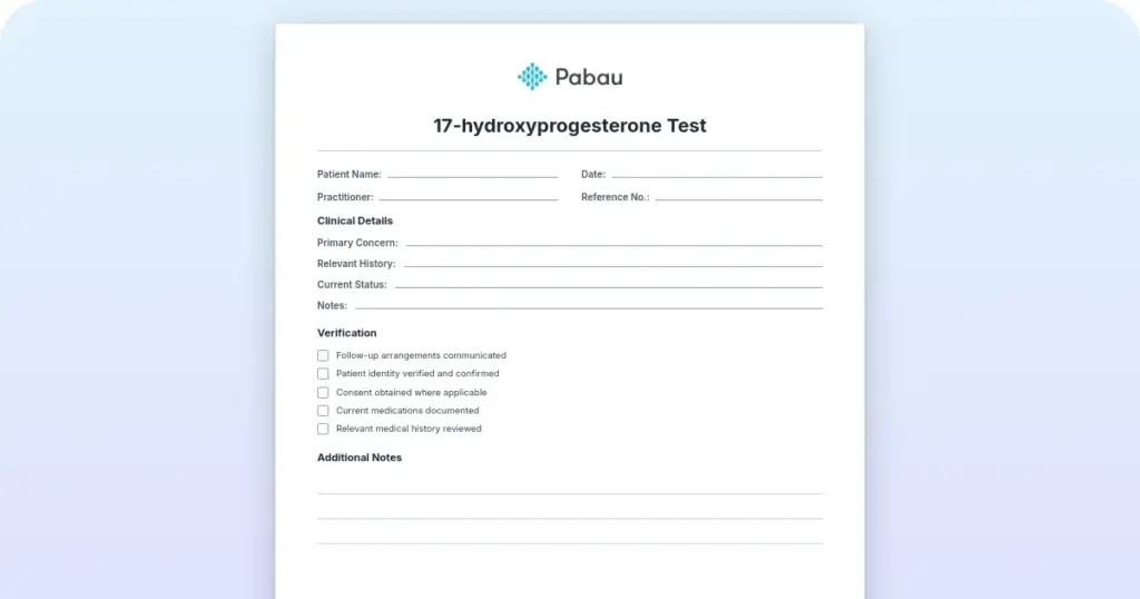 17-hydroxyprogesterone test preview from Pabau