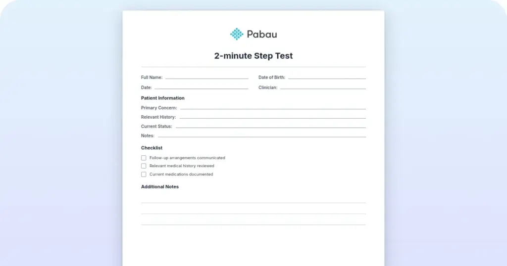 2-Minute step test preview from Pabau