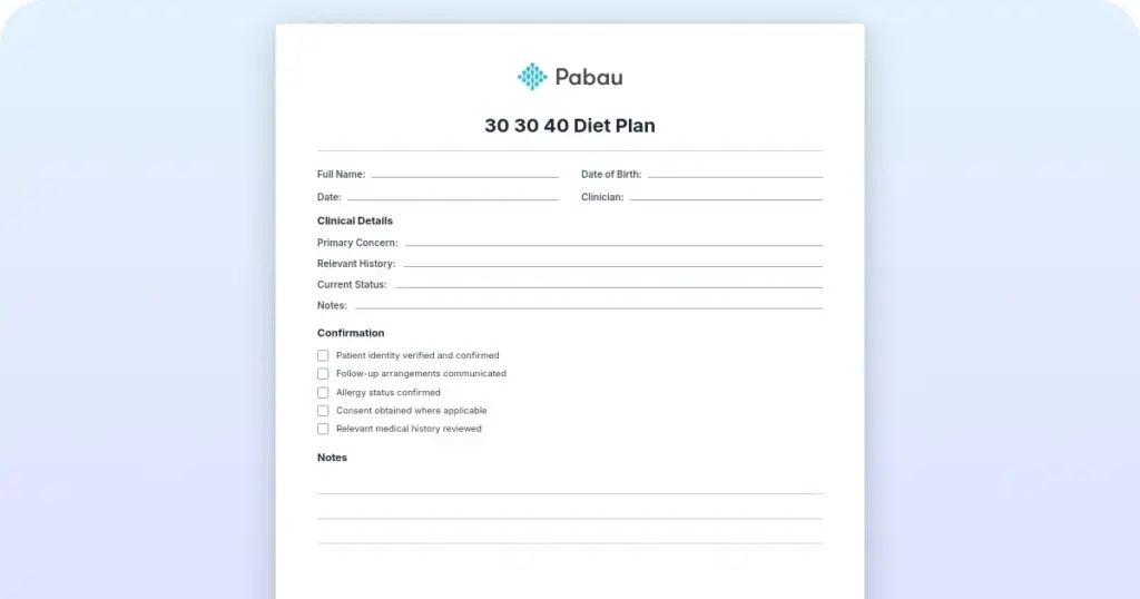 30/30/40 Diet Plan: Balanced Macros for Weight Loss preview from Pabau