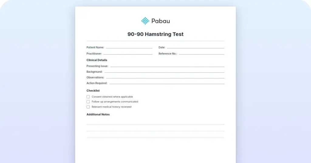 90-90 hamstring test preview from Pabau