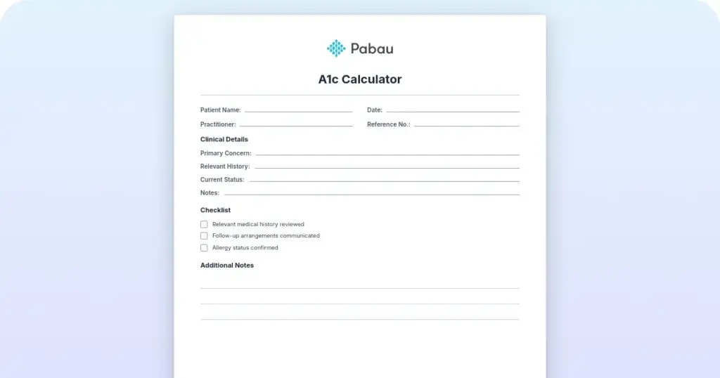 A1C conversion chart: convert A1C to estimated average glucose preview from Pabau