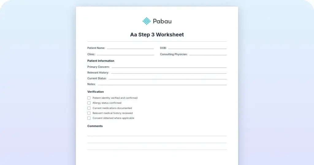 AA step 3 worksheet: Free download & guide preview from Pabau