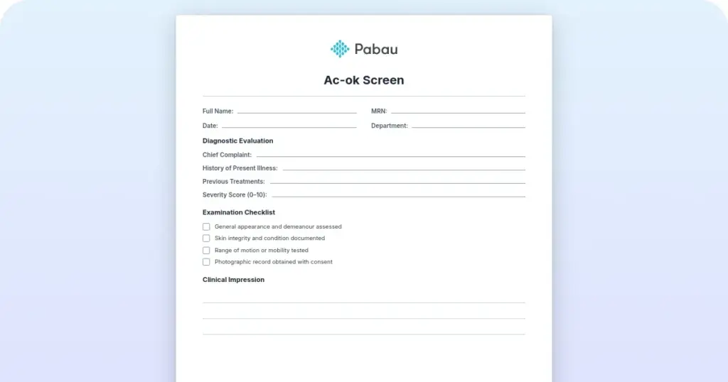 AC-OK screen for co-occurring disorders: Screening tool template & guide preview from Pabau