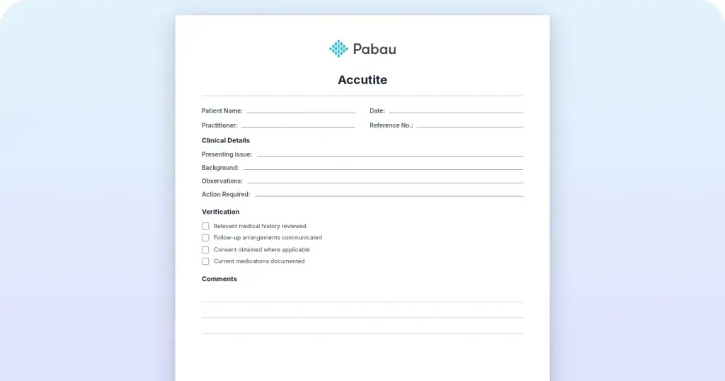AccuTite aftercare instructions template preview from Pabau