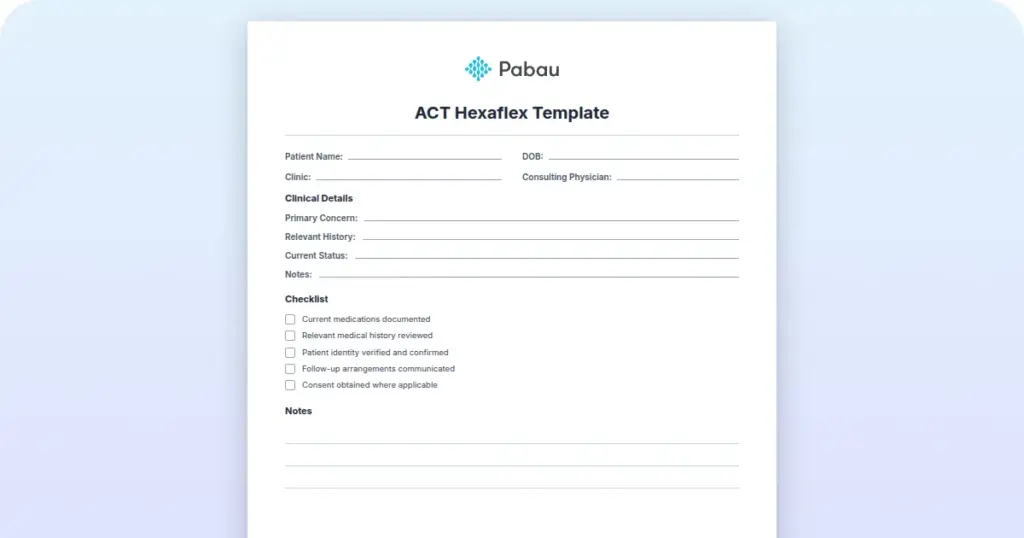 ACT Hexaflex Template preview from Pabau