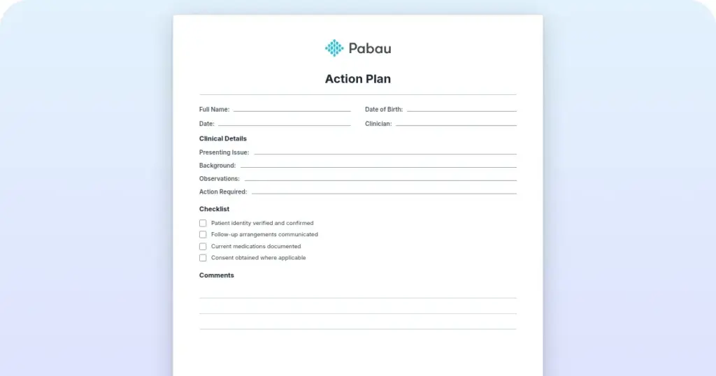 Action plan template for effective goal setting preview from Pabau