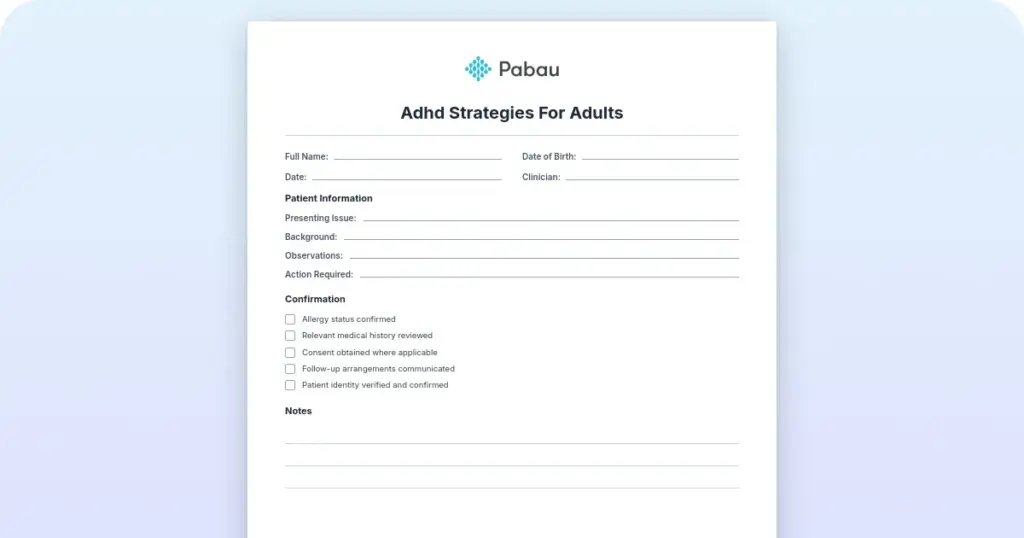 ADHD Strategies for Adults preview from Pabau