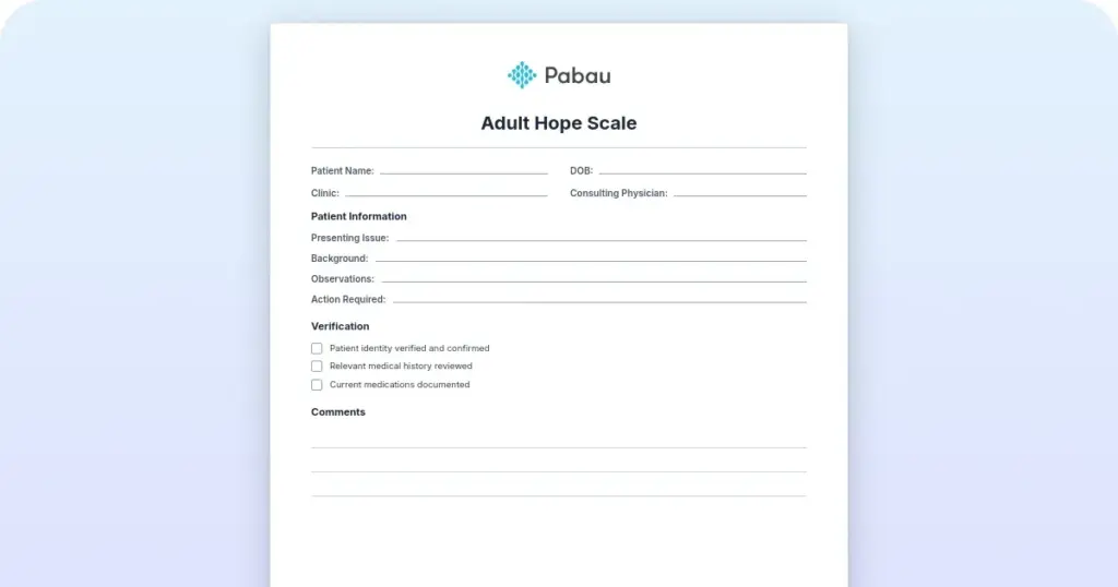 Adult hope scale preview from Pabau