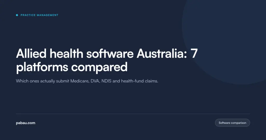 Pabau blog card: allied health software Australia, 7 platforms compared