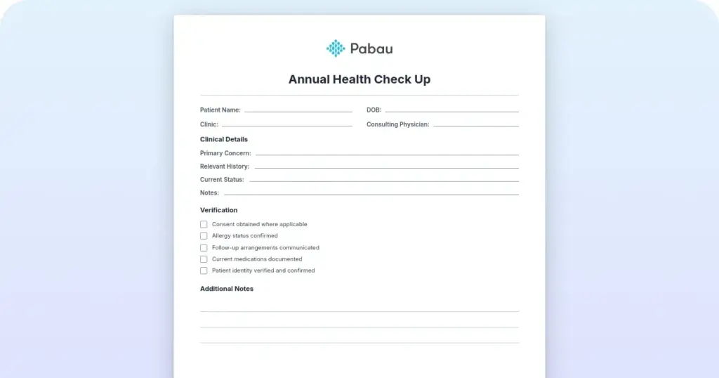 Annual physical exam checklist by age preview from Pabau