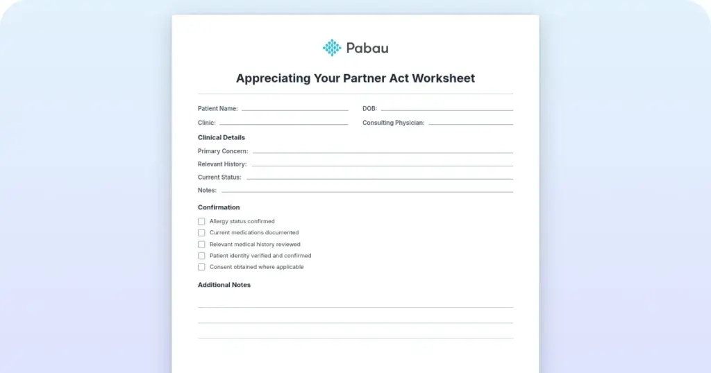Appreciating your partner ACT worksheet preview from Pabau