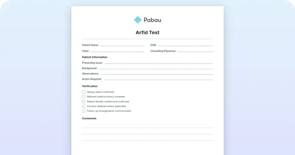ARFID test: Screening checklist for children and adults preview from Pabau
