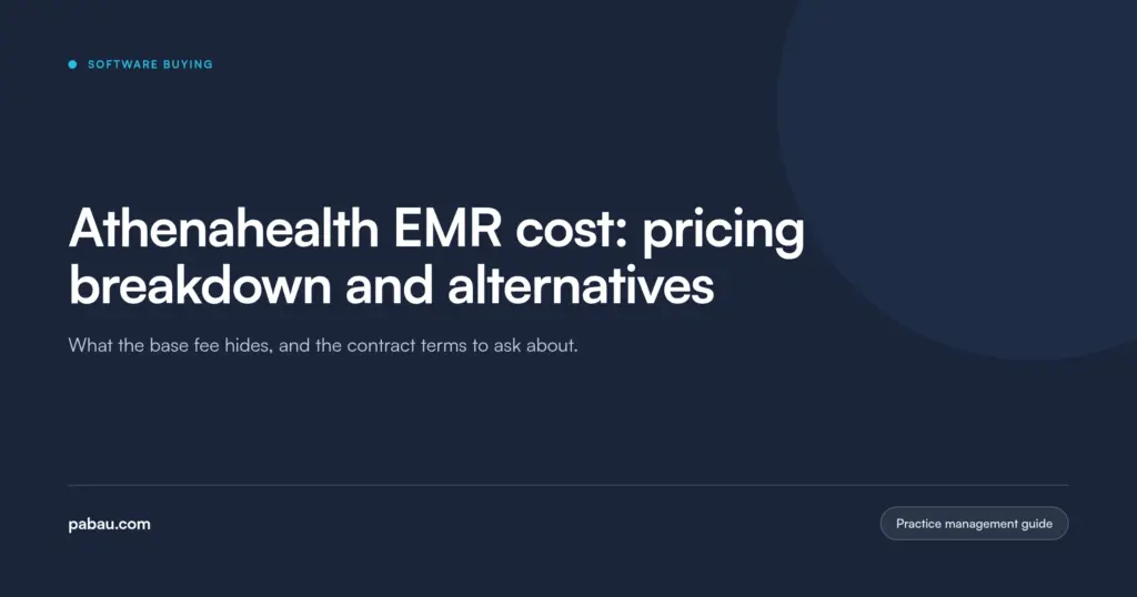 Pabau blog card: Athenahealth EMR cost, pricing breakdown and alternatives