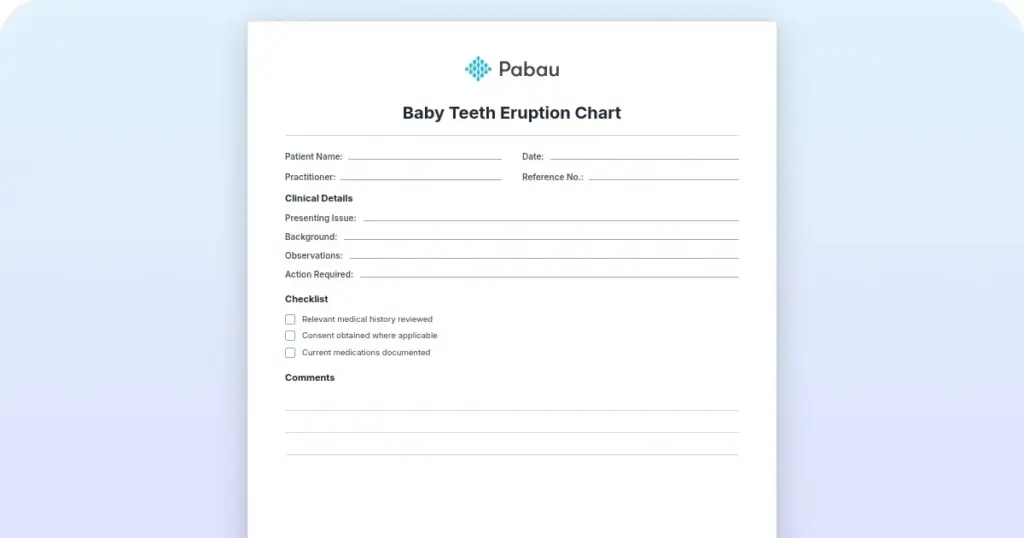 Baby teeth eruption chart: ages and order by tooth preview from Pabau