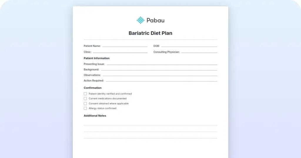 Bariatric diet plan: Complete post-op guide for practices preview from Pabau