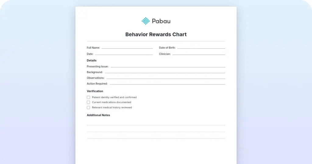 Behavior rewards chart preview from Pabau