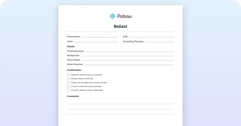 Bellast dermal filler: Clinical guide and consent template preview from Pabau