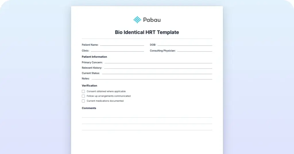 Bio Identical Hrt Template