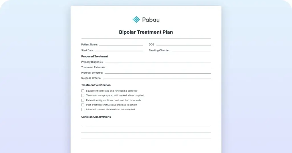 Bipolar treatment plan template download.