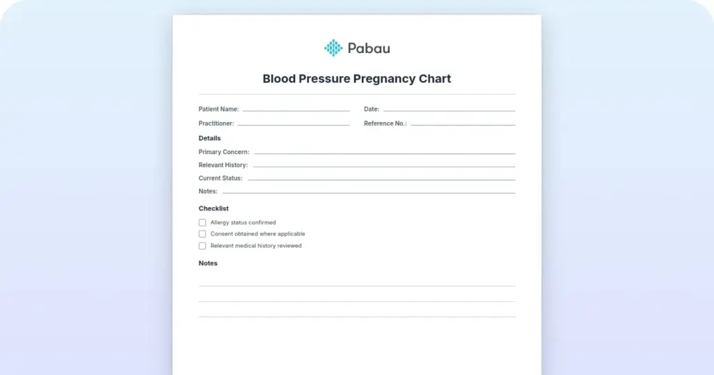 Blood pressure pregnancy chart preview from Pabau