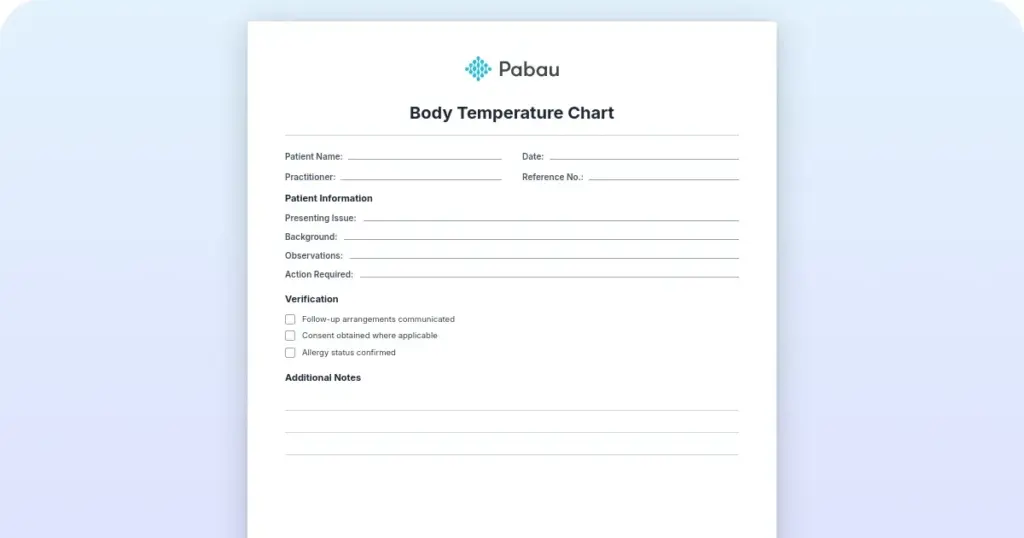 Body temperature chart preview from Pabau