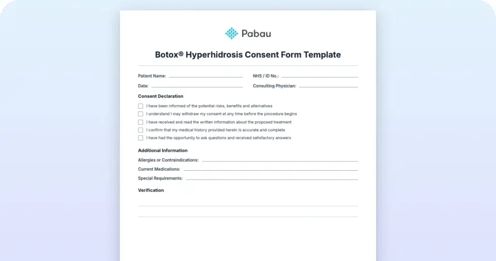 Botox Hyperhidrosis Consent Form Template