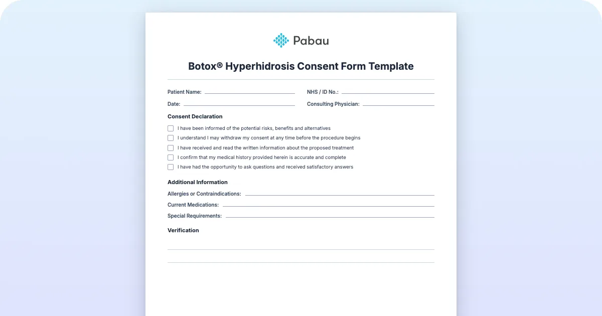 Botox® Hyperhidrosis Consent Form Template - Free PDF Download