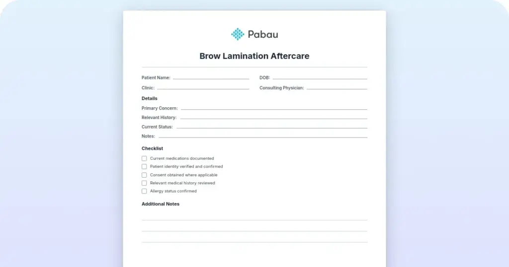 Brow Lamination Aftercare preview from Pabau