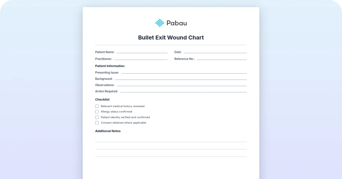 Bullet exit wound chart
