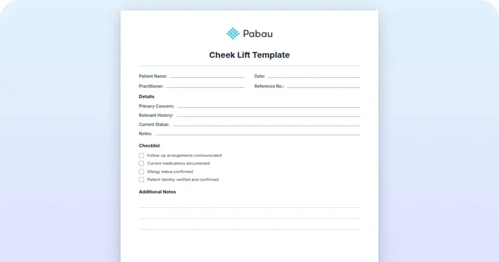 Cheek Lift Template preview from Pabau