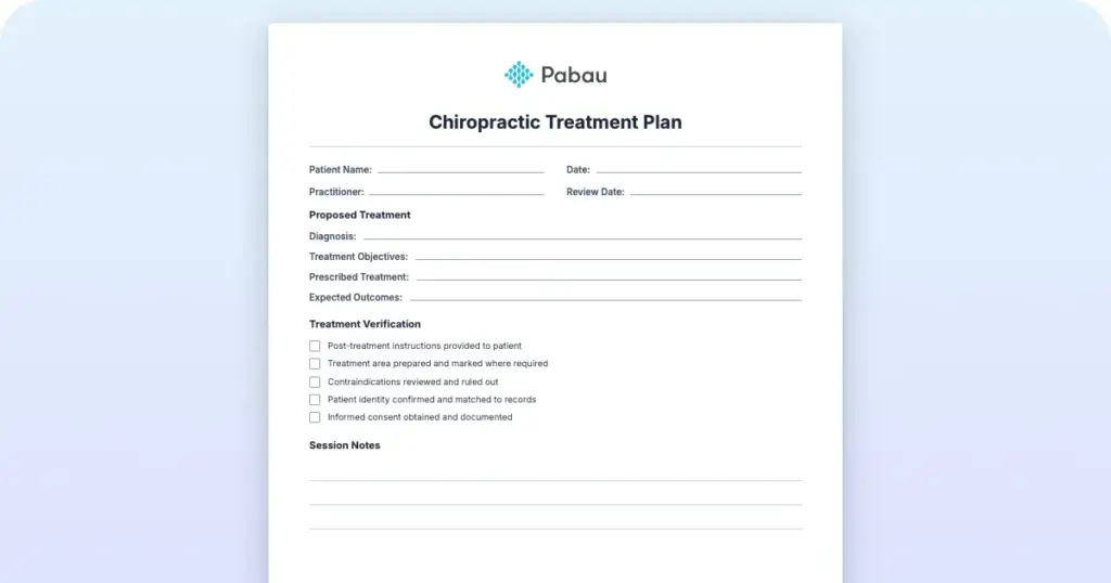 Chiropractic Treatment Plan