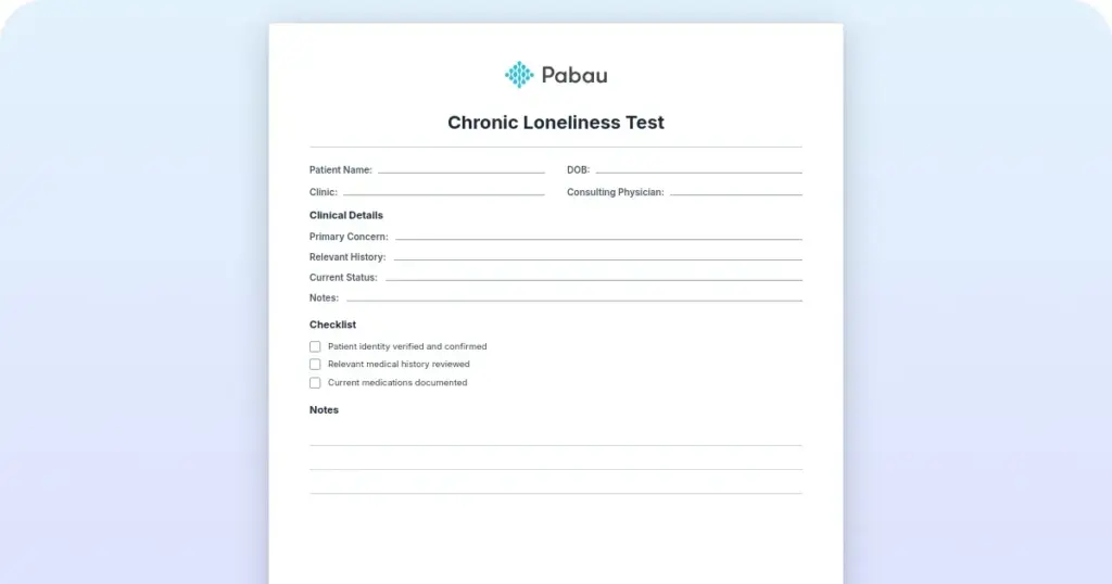 Chronic loneliness test: Free scale and referral guide preview from Pabau