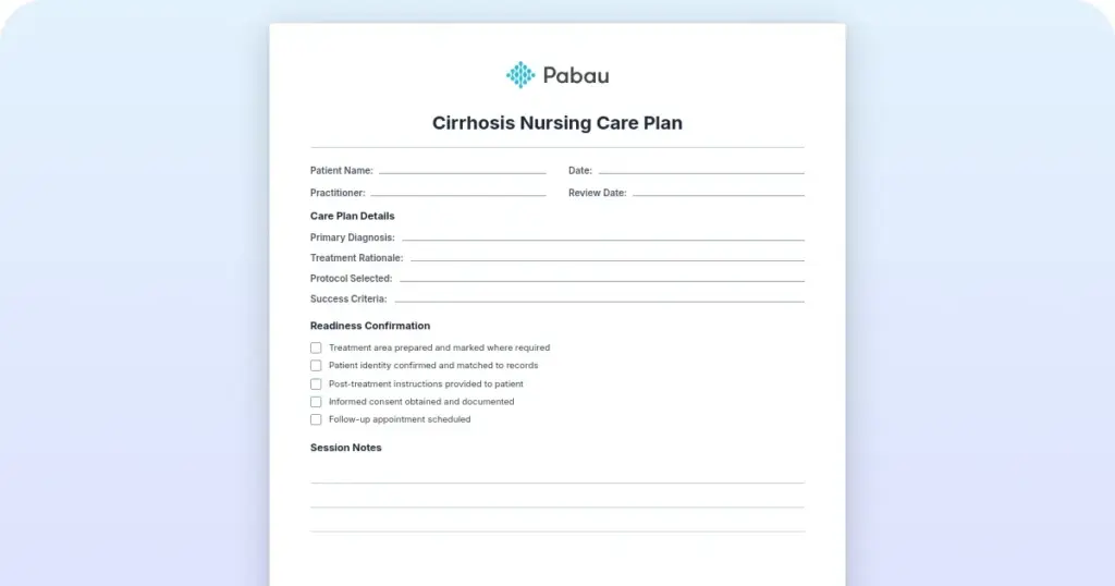 Cirrhosis Nursing Care Plan preview from Pabau