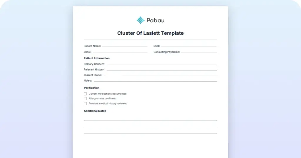 Cluster of Laslett Template preview from Pabau