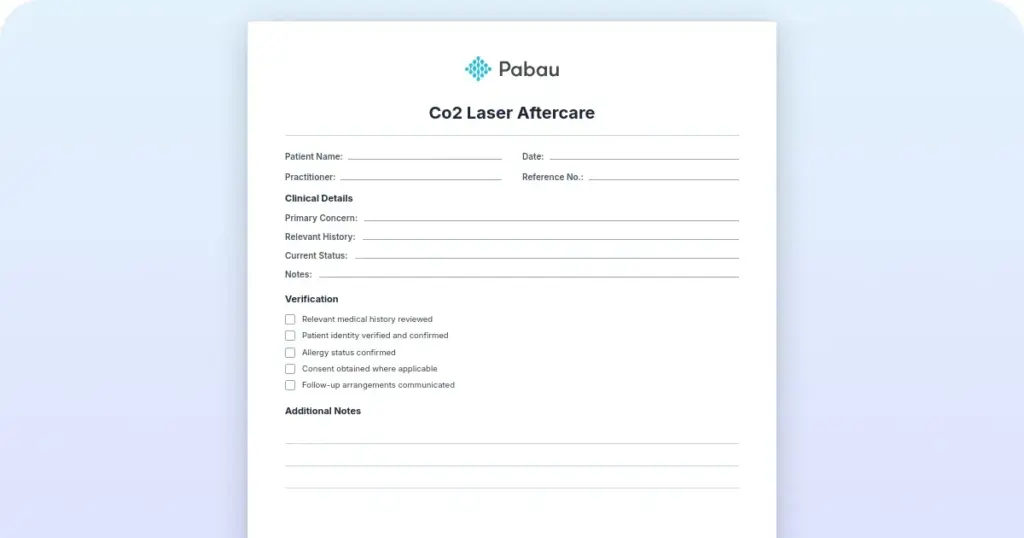CO2 laser aftercare instructions template for safer recovery preview from Pabau