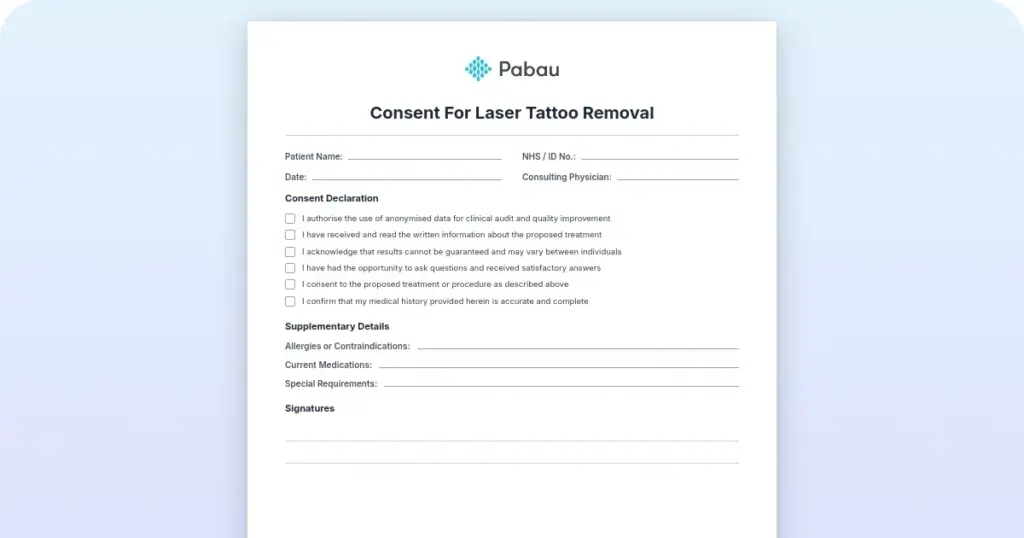 Consent For Laser Tattoo Removal preview from Pabau