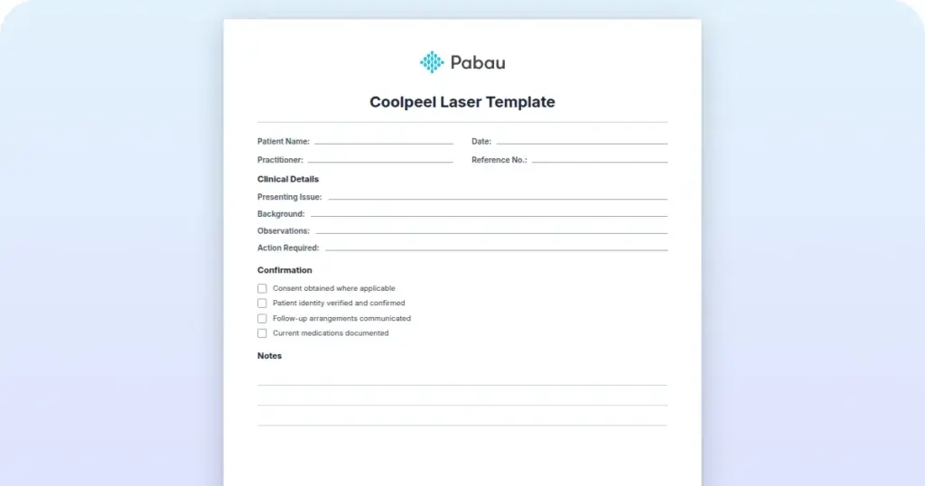 CoolPeel Laser Template preview from Pabau
