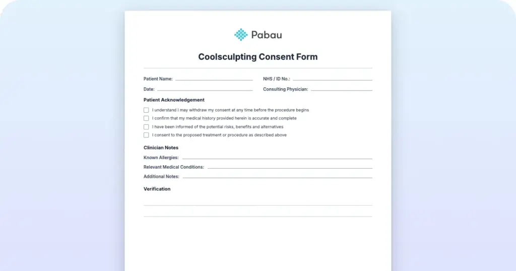 Coolsculpting Consent Form