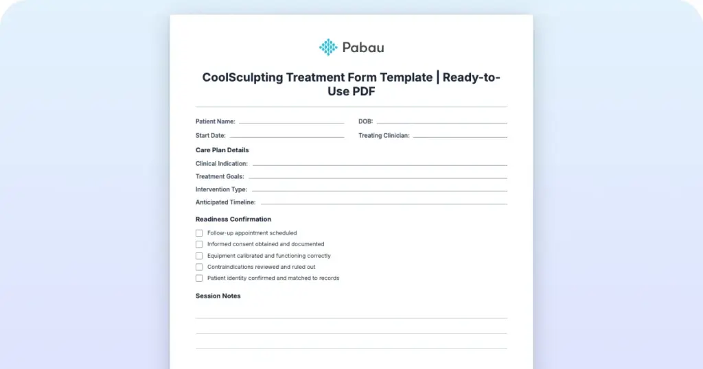 Coolsculpting Treatment Form