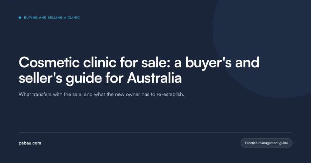 Pabau blog card: cosmetic clinic for sale, a buyer's and seller's guide for Australia