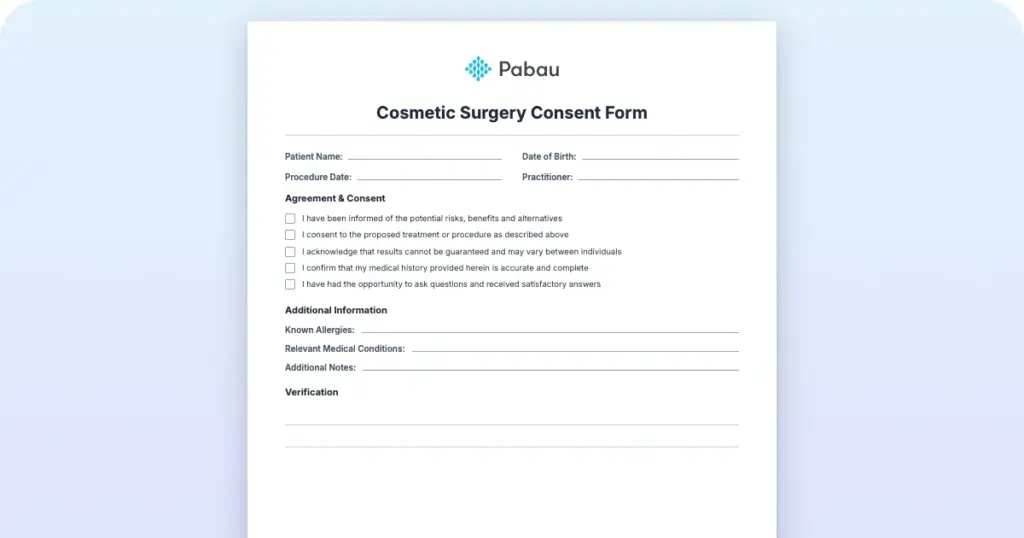 Cosmetic Surgery Consent Form