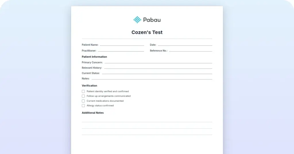 Cozen's test for tennis elbow: Assessment guide preview from Pabau