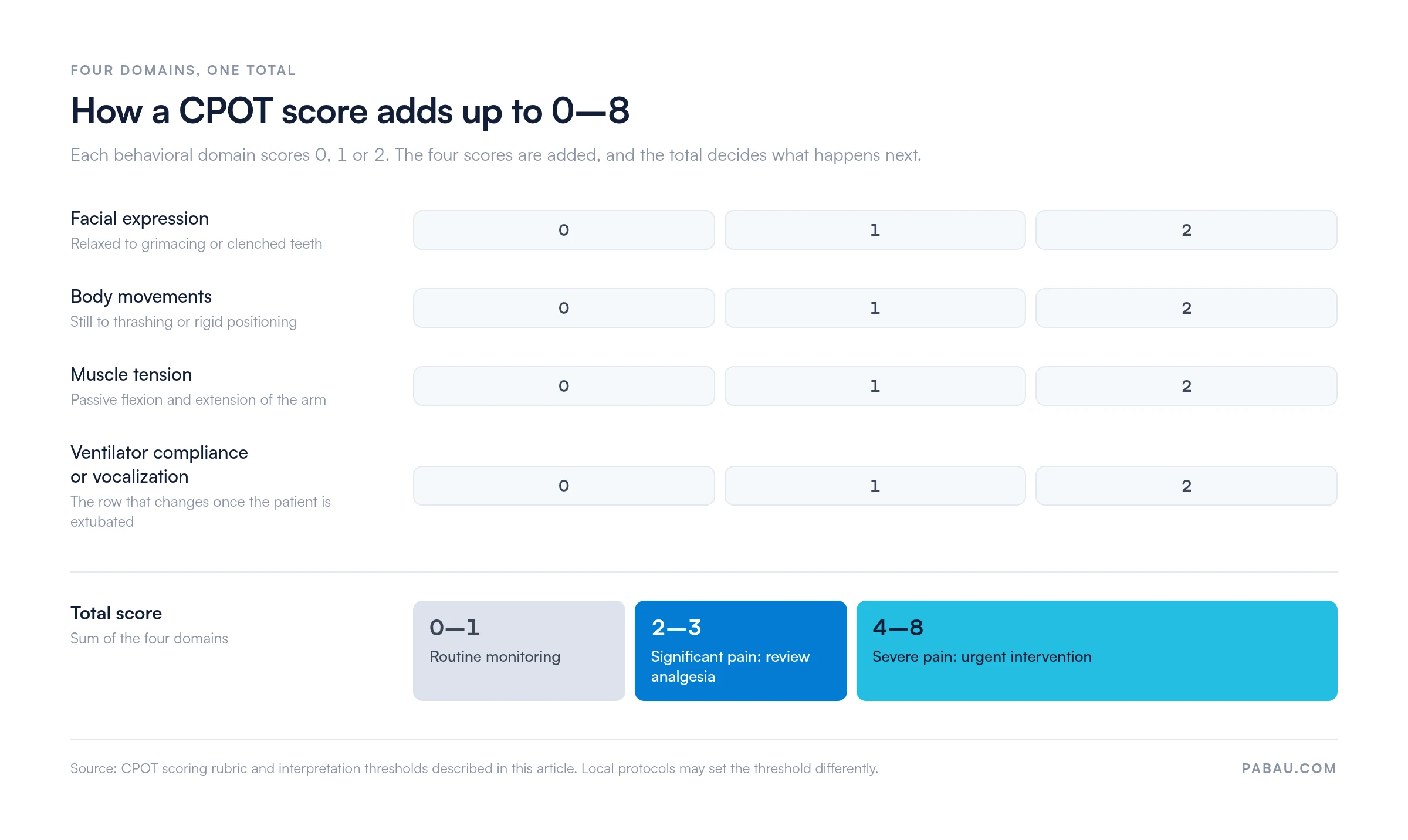 Diagram of CPOT scoring