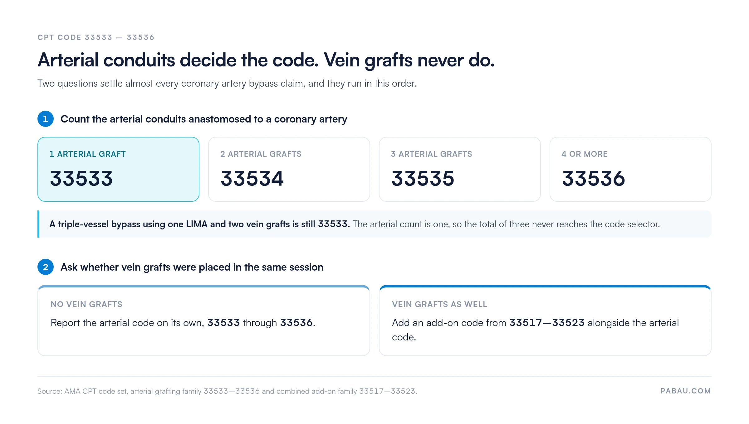 Decision flow for CPT code 33533