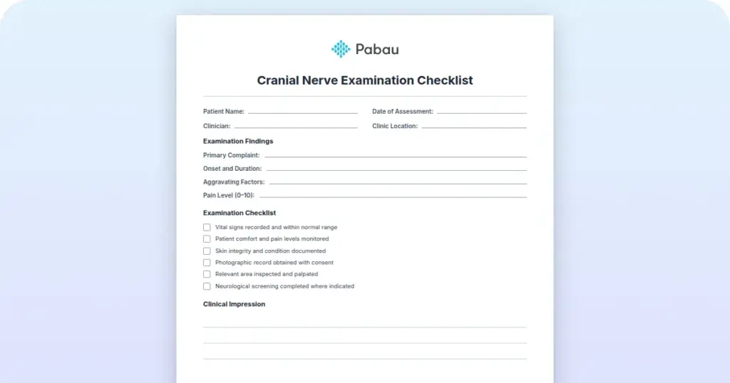 Cranial Nerve Examination Checklist preview from Pabau