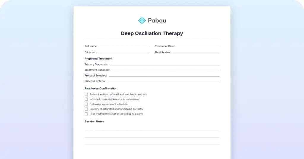 Deep Oscillation Therapy Template preview from Pabau