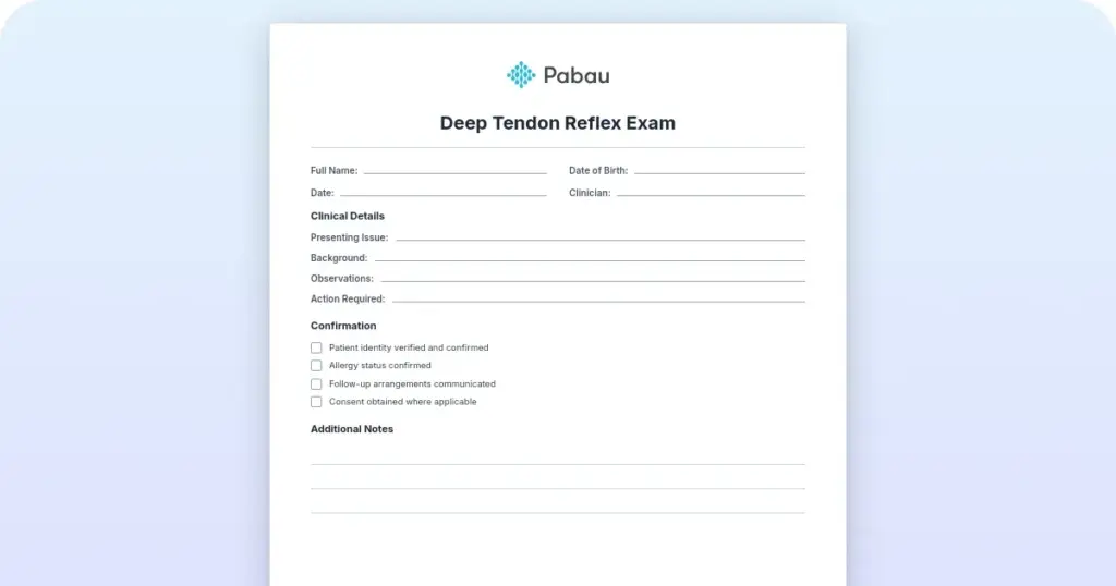 Deep tendon reflex exam preview from Pabau