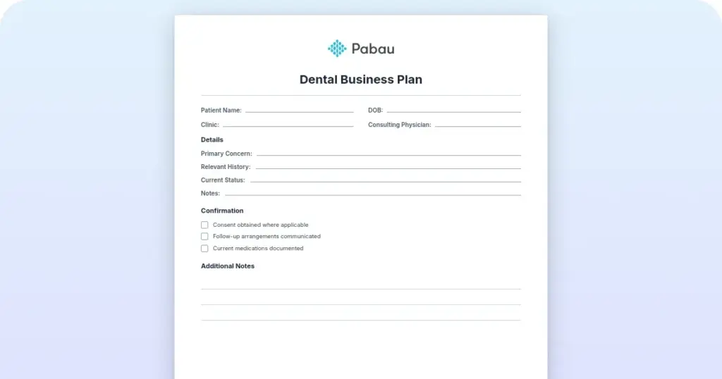 Dental business plan template: What it costs in 2026 preview from Pabau