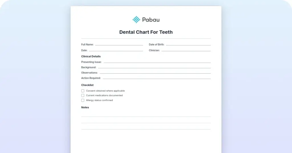 Dental implant follow-up SOAP note preview from Pabau