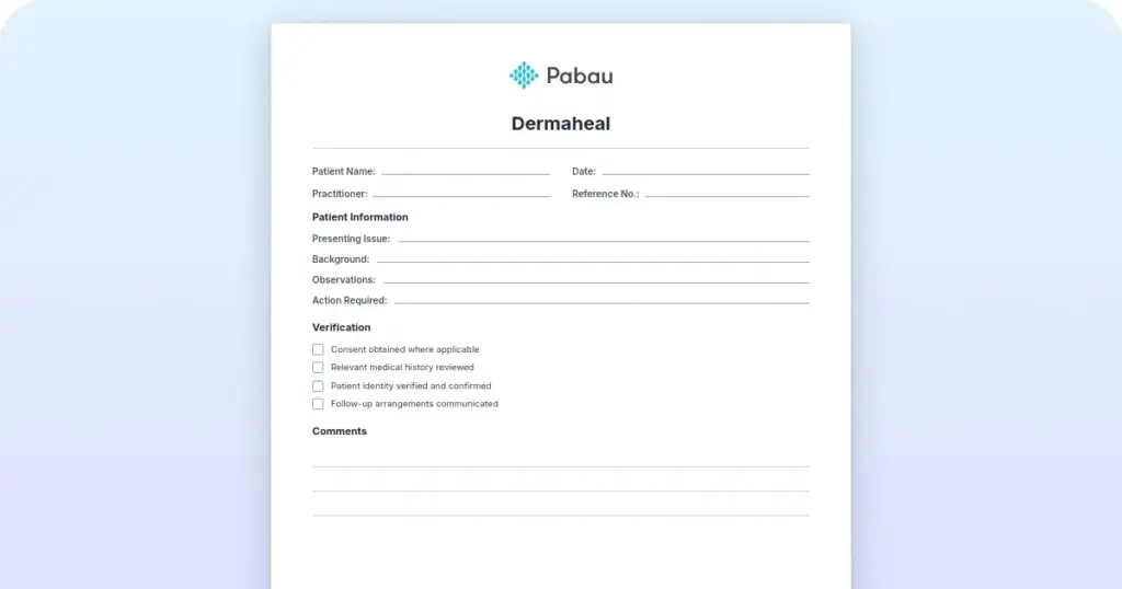 dermaheal preview from Pabau